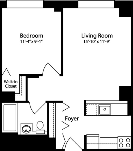 Plan W, floors 11-15                               Floorplan Image