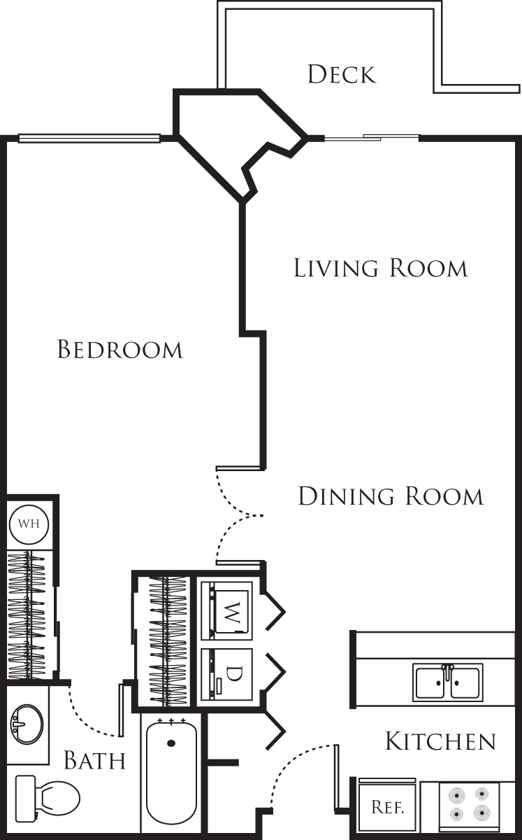 One Bedroom/One Bath  Floorplan Image