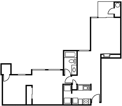 One Bedroom with Den  Floorplan Image