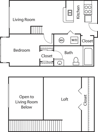1 Bedroom loft Floorplan Image