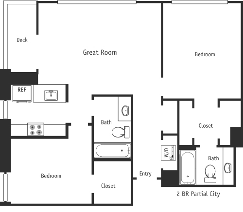 2BR Partial City  Floorplan Image