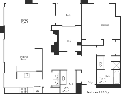 Penthouse 1BR City  Floorplan Image