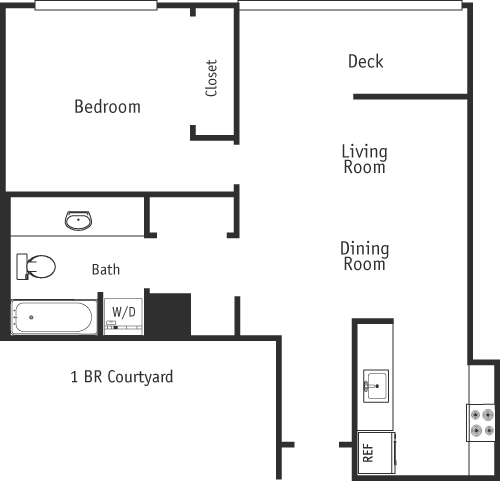 1BR Courtyard  Floorplan Image