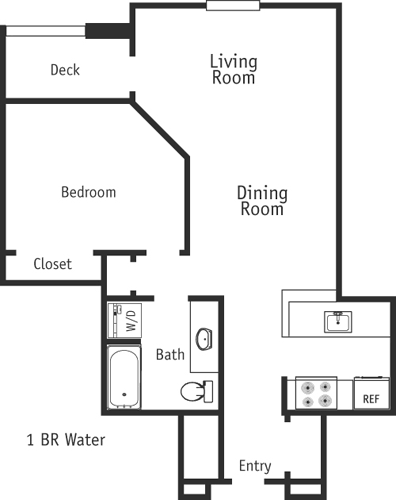1BR Water Floorplan Image