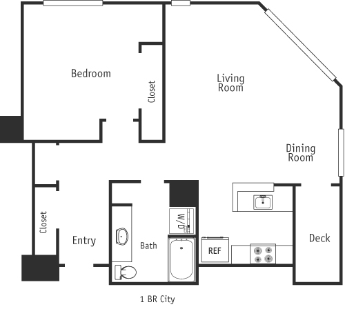 1BR City  Floorplan Image
