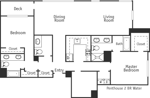 Penthouse 2BR Water Floorplan Image