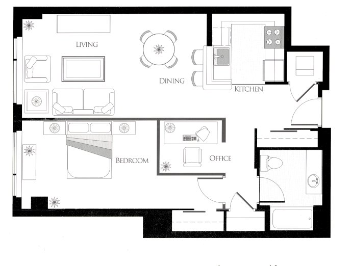1x1  Floorplan Image