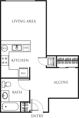 Studio with Alcove Floorplan Image