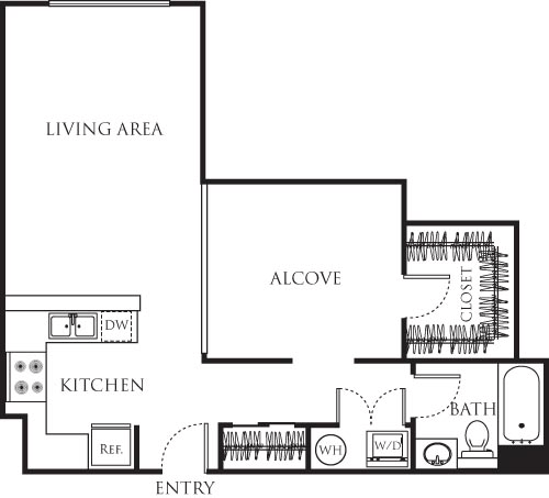 Studio with Alcove 700 Floorplan Image