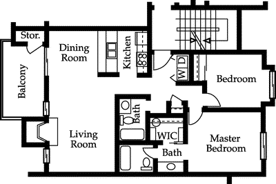 Two Bedroom Two Bath Floorplan Image