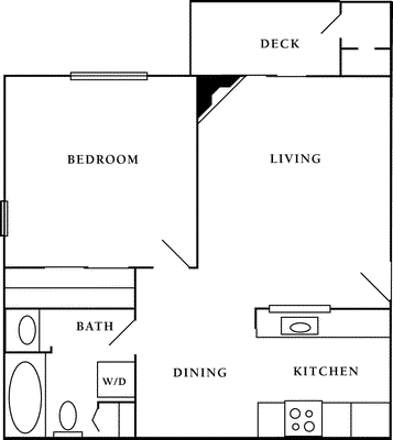 1 Bdrm 1 Bath  Floorplan Image