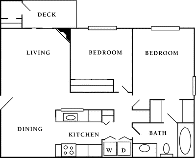 2 Bdrm 1 bath  Floorplan Image
