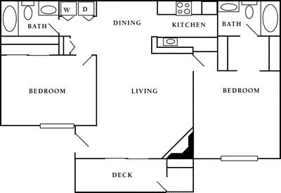 2 Brdm 2 bath  Floorplan Image