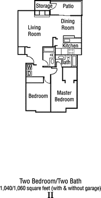 Two Bed Two Bath Floorplan Image