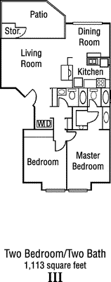 Two Bed Two Bath Floorplan Image