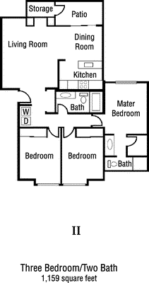 Three Bed Two Bath Floorplan Image