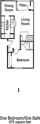 One Bed One Bath  Floorplan Image
