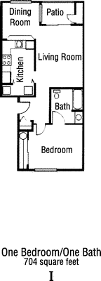 One Bed One Bath  Floorplan Image