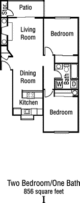 Sm 2 Bdrm 1 Bath Floorplan Image