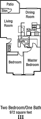 Two Bed Two Bath Floorplan Image