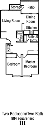 Two Bed Two Bath Floorplan Image