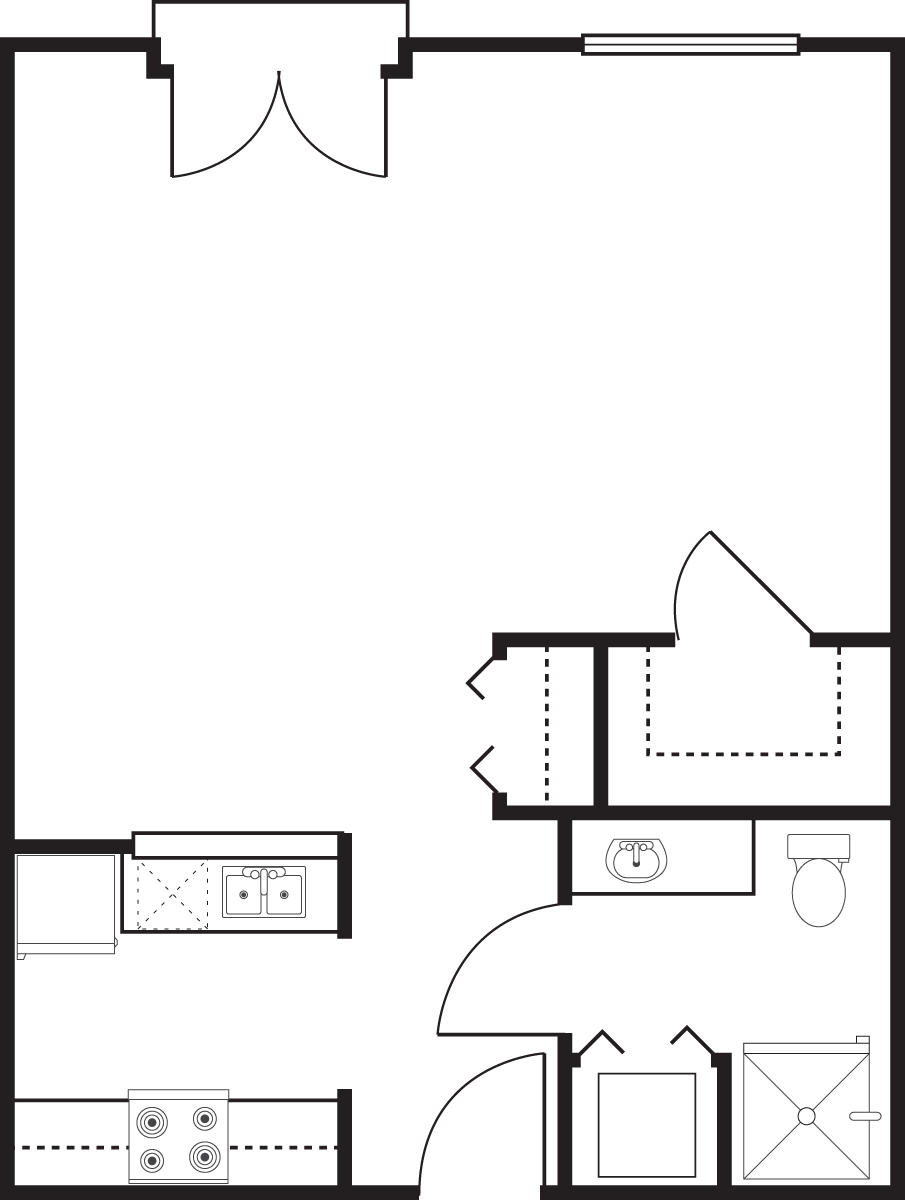 Studio w/Patio -585 Floorplan Image