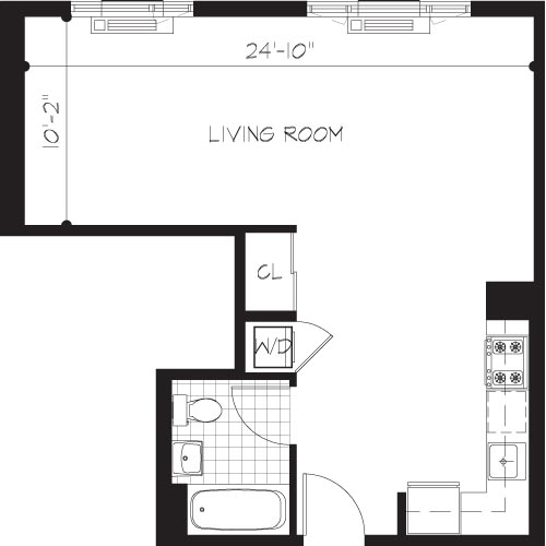 Studio apartment at 175 Kent Avenue, Unit 422, Williamsburg, photo 1 of 1