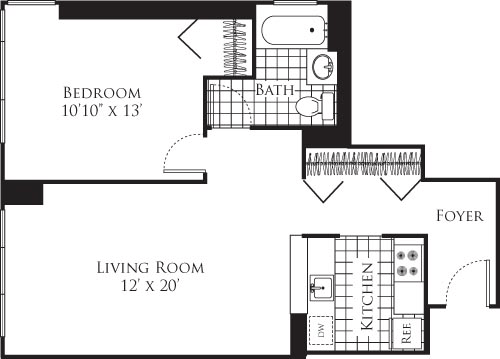1 Bed apartment at 305 West 50th Street, Unit 12C, Hell's Kitchen, photo 1 of 1