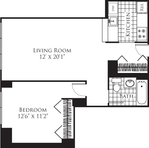 1 Bed apartment at 305 West 50th Street, Unit 21E, Hell's Kitchen, photo 1 of 1